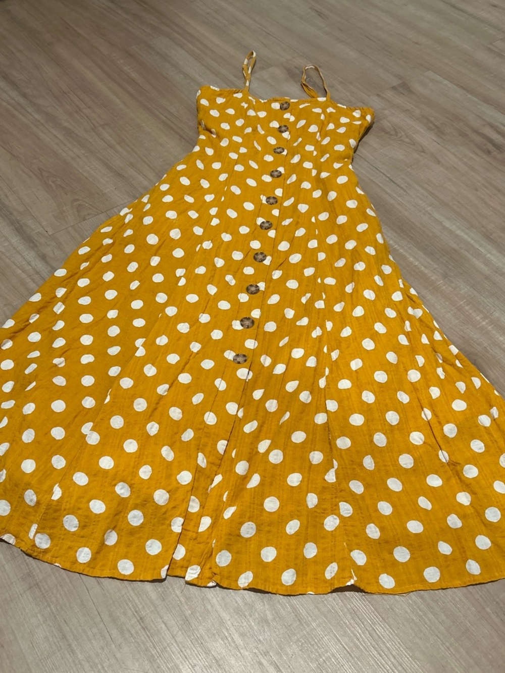 Women's Yellow Polka Dot Button-Front Sundress